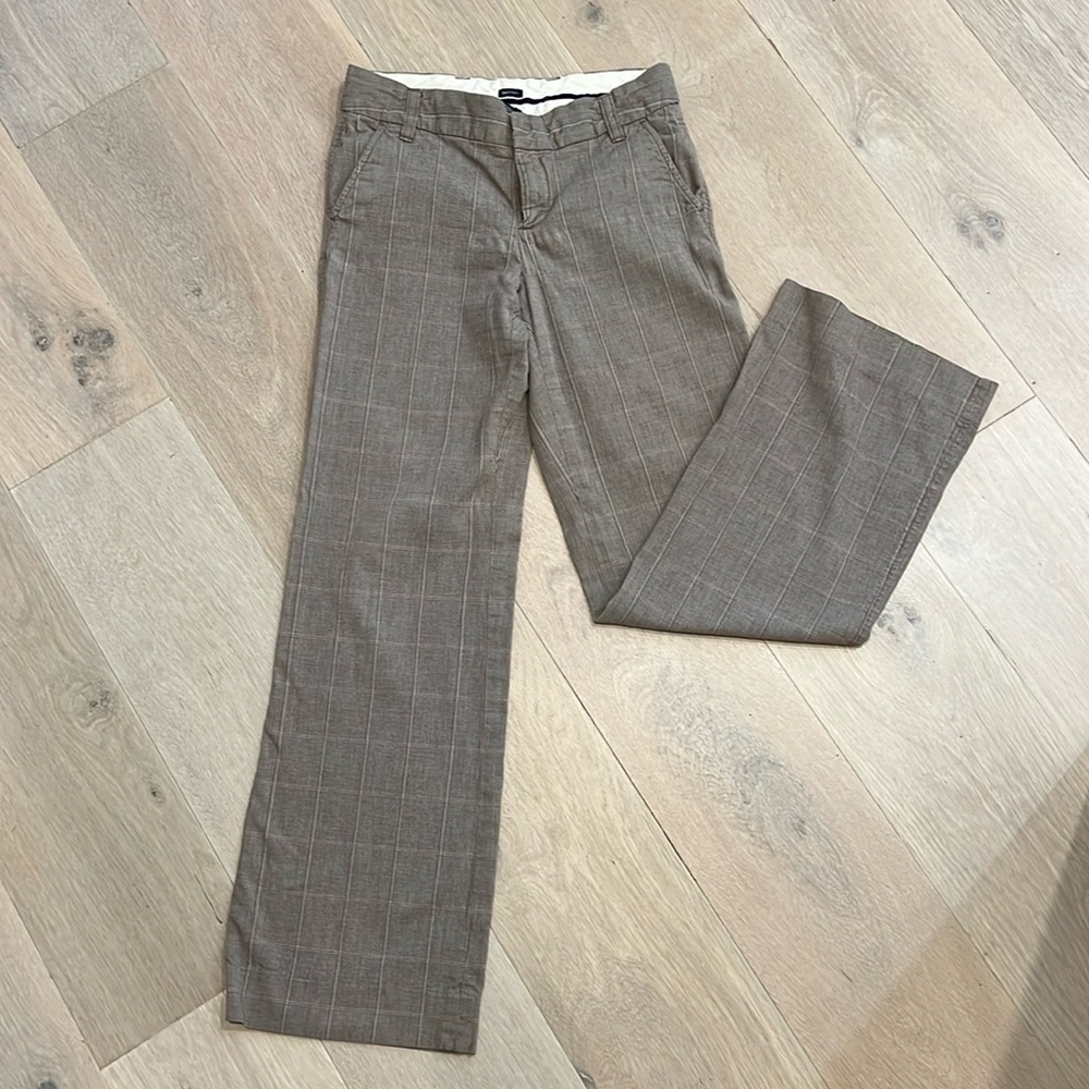 Light brown pink/cream plaid pants, great for the office